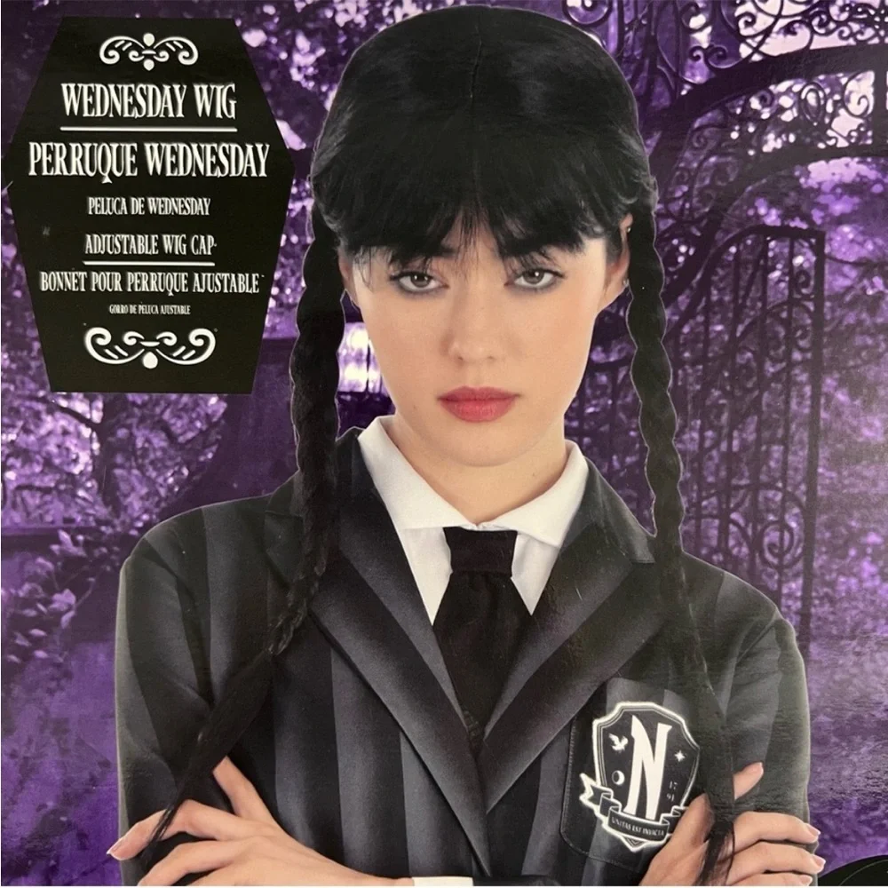 Wednesday Addams Family black wig NEW Halloween costume Netflix